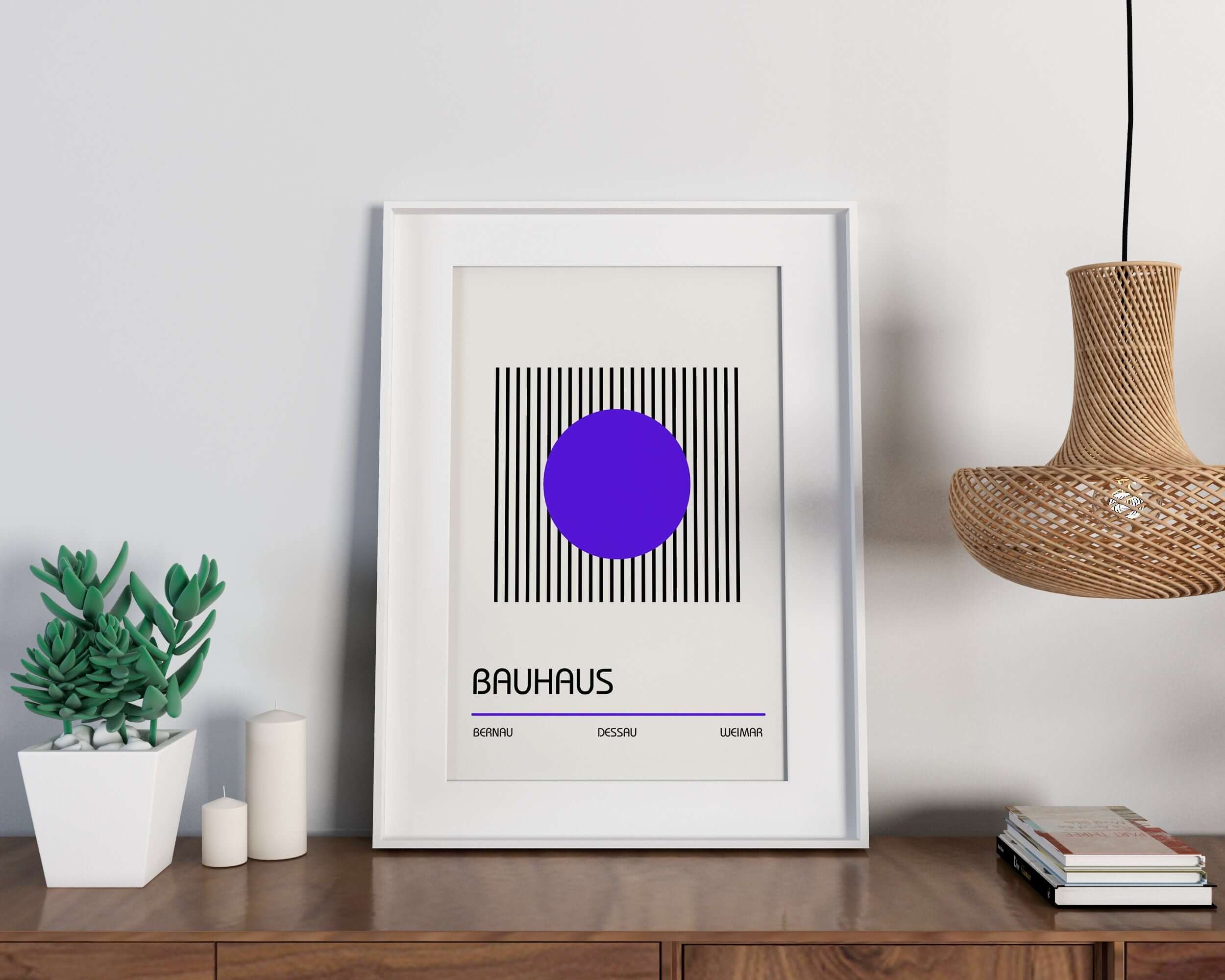 Bauhaus Poster - PURPLE SUN | Abstract Mid - century modern art print (available framed or unframed) - 9ArtPrints