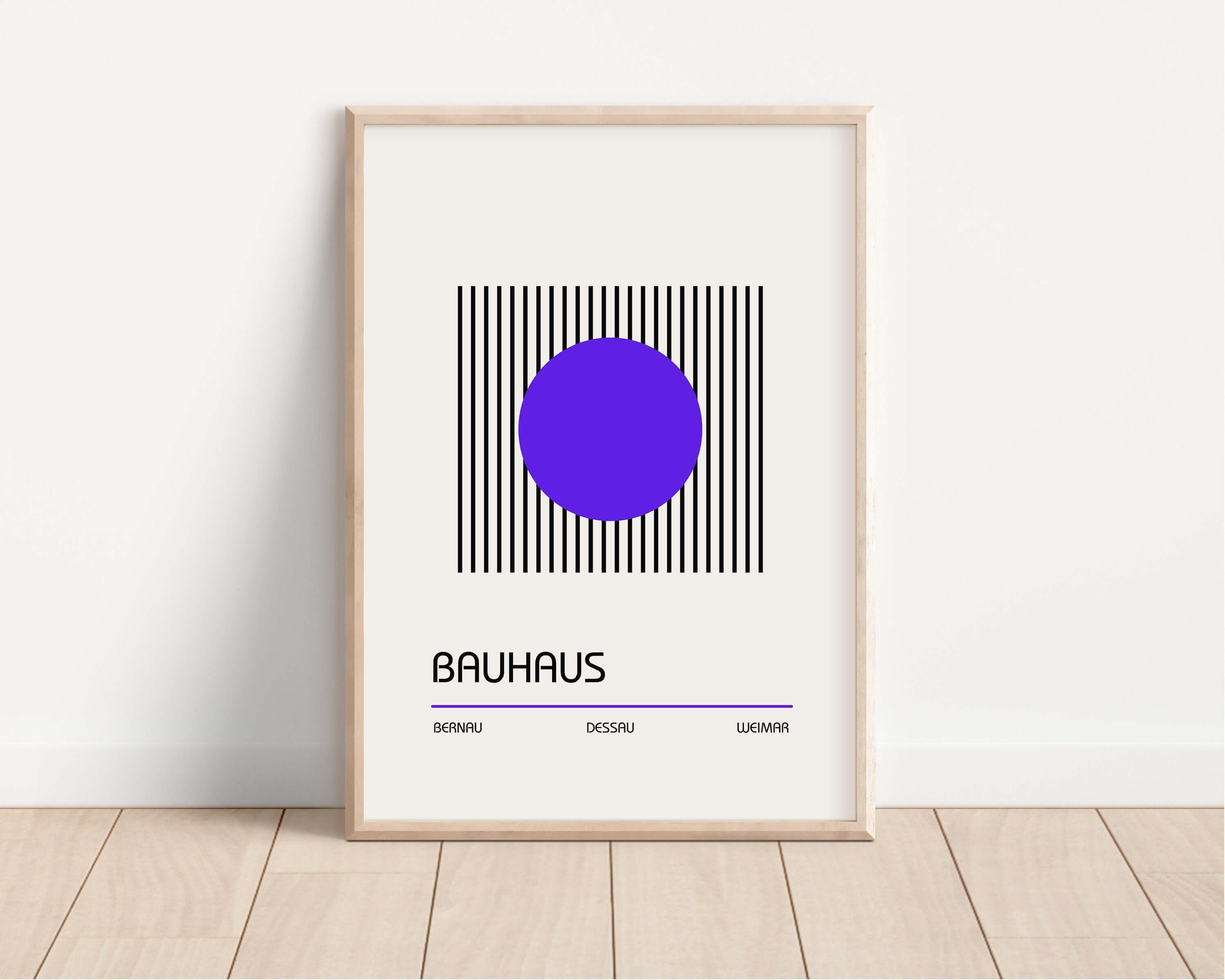 Bauhaus Poster - PURPLE SUN | Abstract Mid - century modern art print (available framed or unframed) - 9ArtPrints