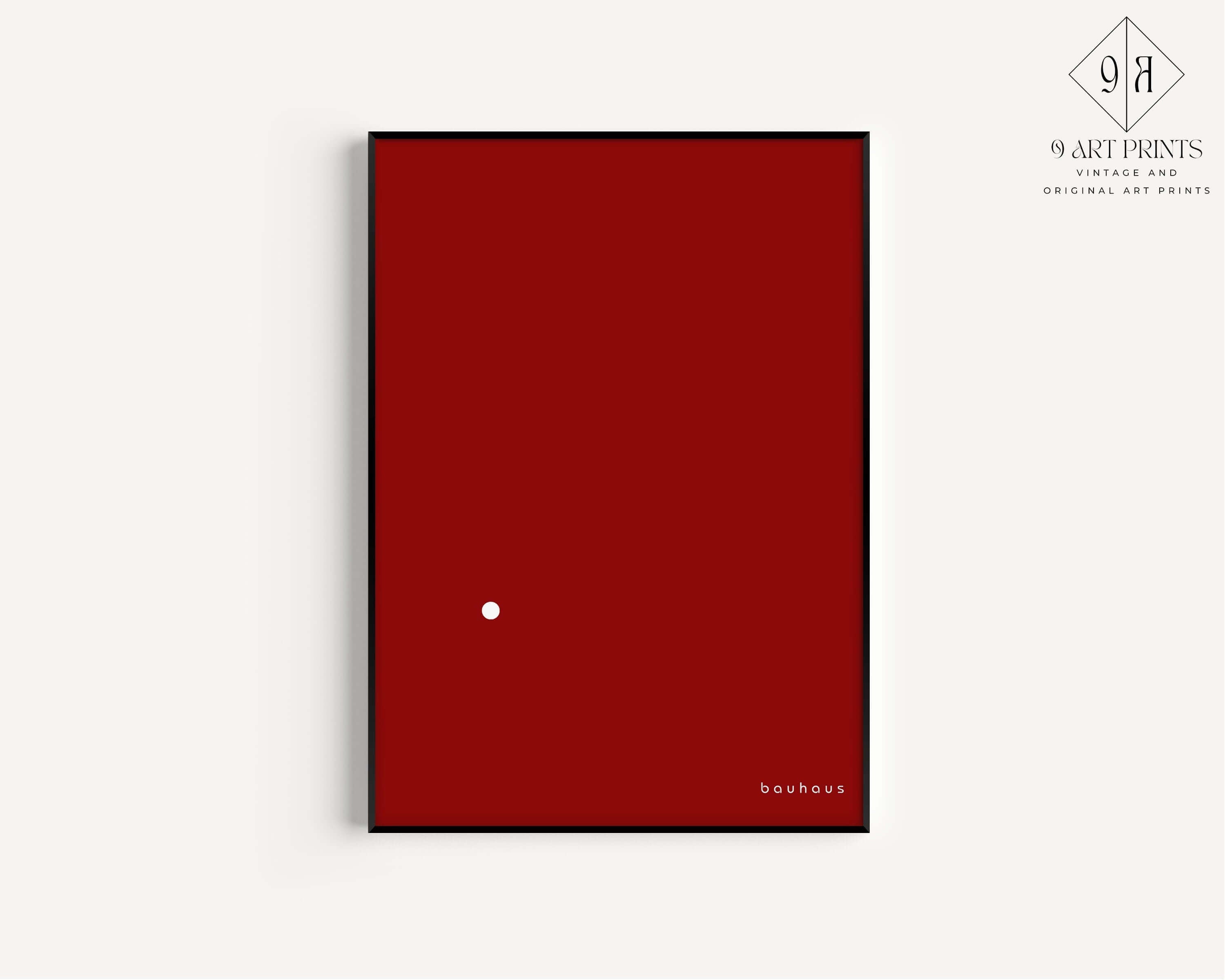 Bauhaus Poster - THE DOT | Minimalist Mid - century modern art print in red and white (available framed or unframed) - 9ArtPrints