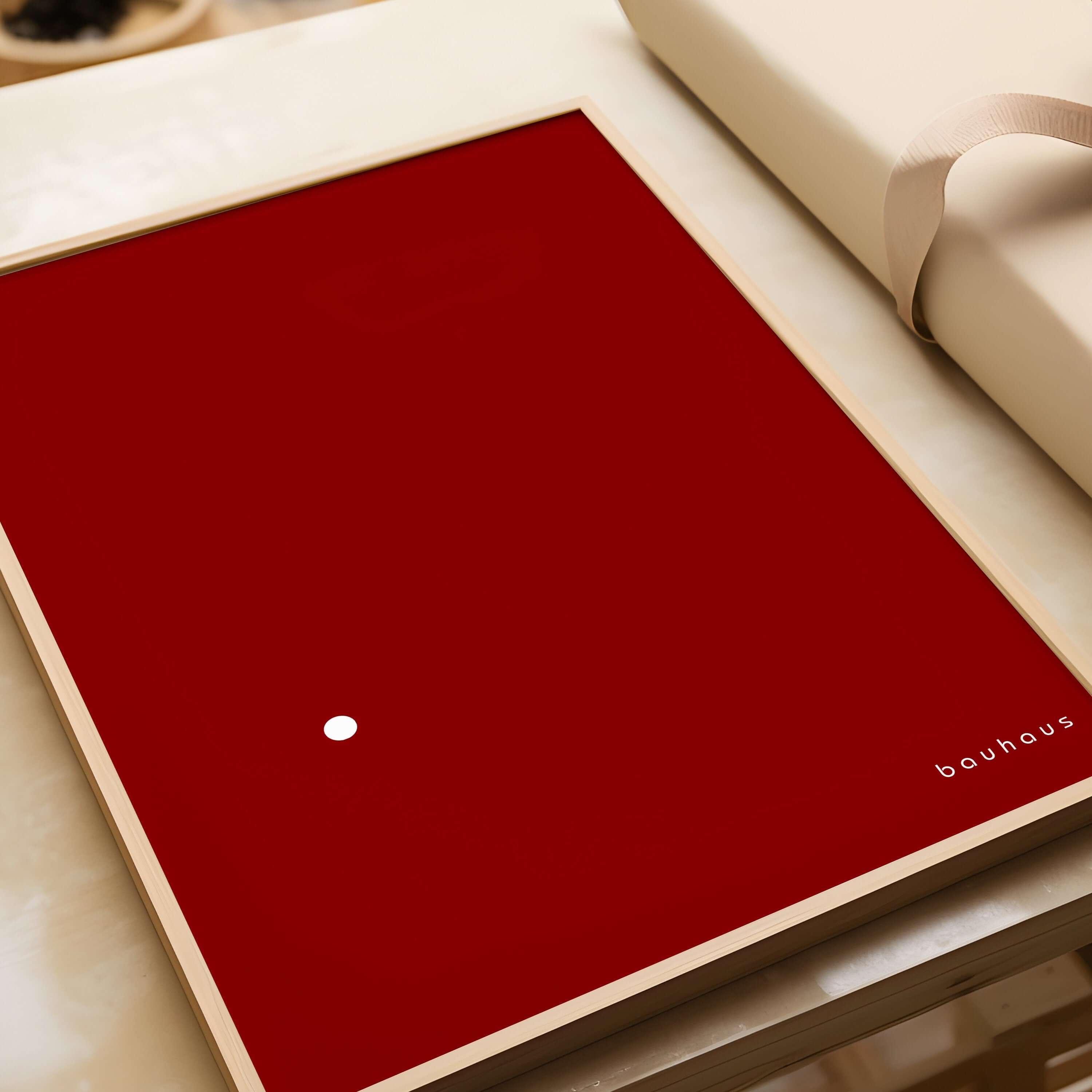 Bauhaus Poster - THE DOT | Minimalist Mid - century modern art print in red and white (available framed or unframed) - 9ArtPrints