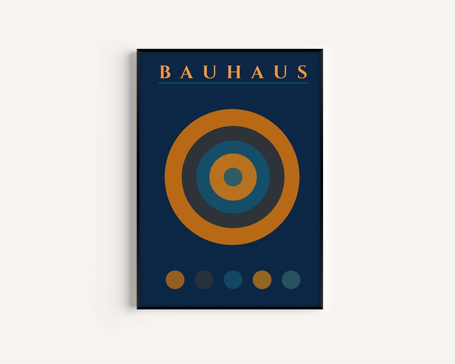 Bauhaus Poster - THE TARGET | Mid - century modern art print in navy blue and orange (available framed or unframed) - 9ArtPrints