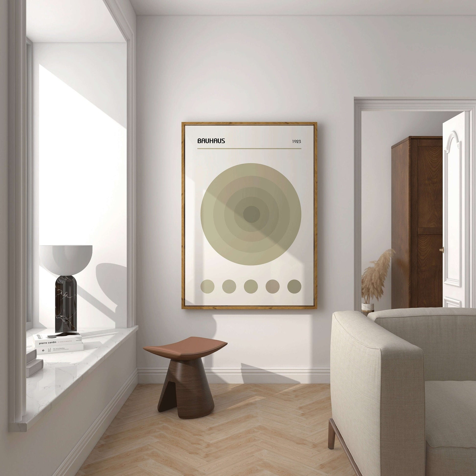 Bauhaus Poster - THE TARGET | Mid - century modern art print in sage green (available framed or unframed) - 9ArtPrints