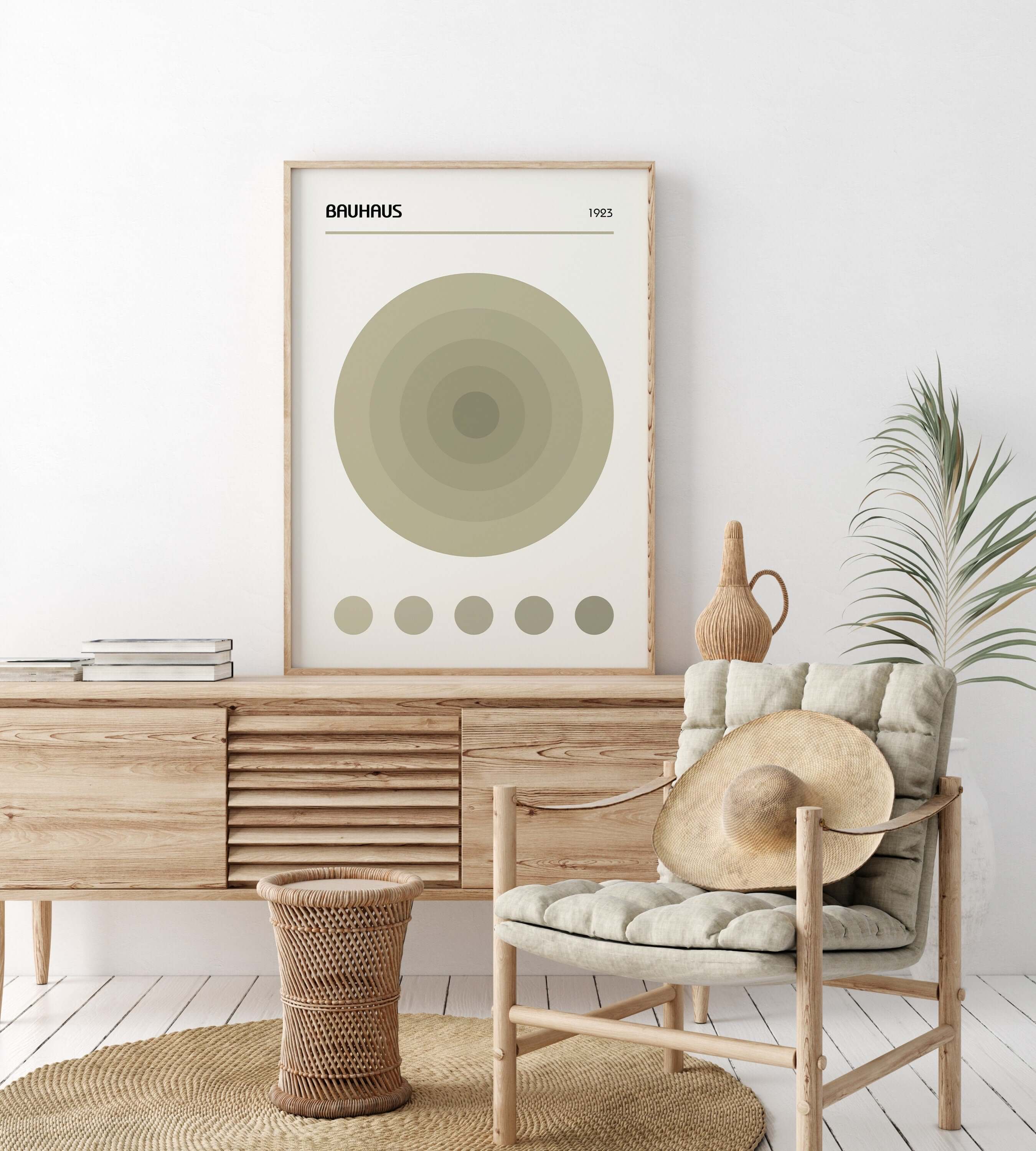 Bauhaus Poster - THE TARGET | Mid - century modern art print in sage green (available framed or unframed) - 9ArtPrints