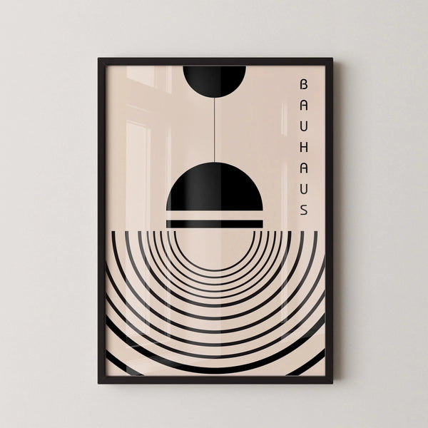 Bauhaus — The Lamp | Beige & Black Mid-Century Modern Fine Art Print