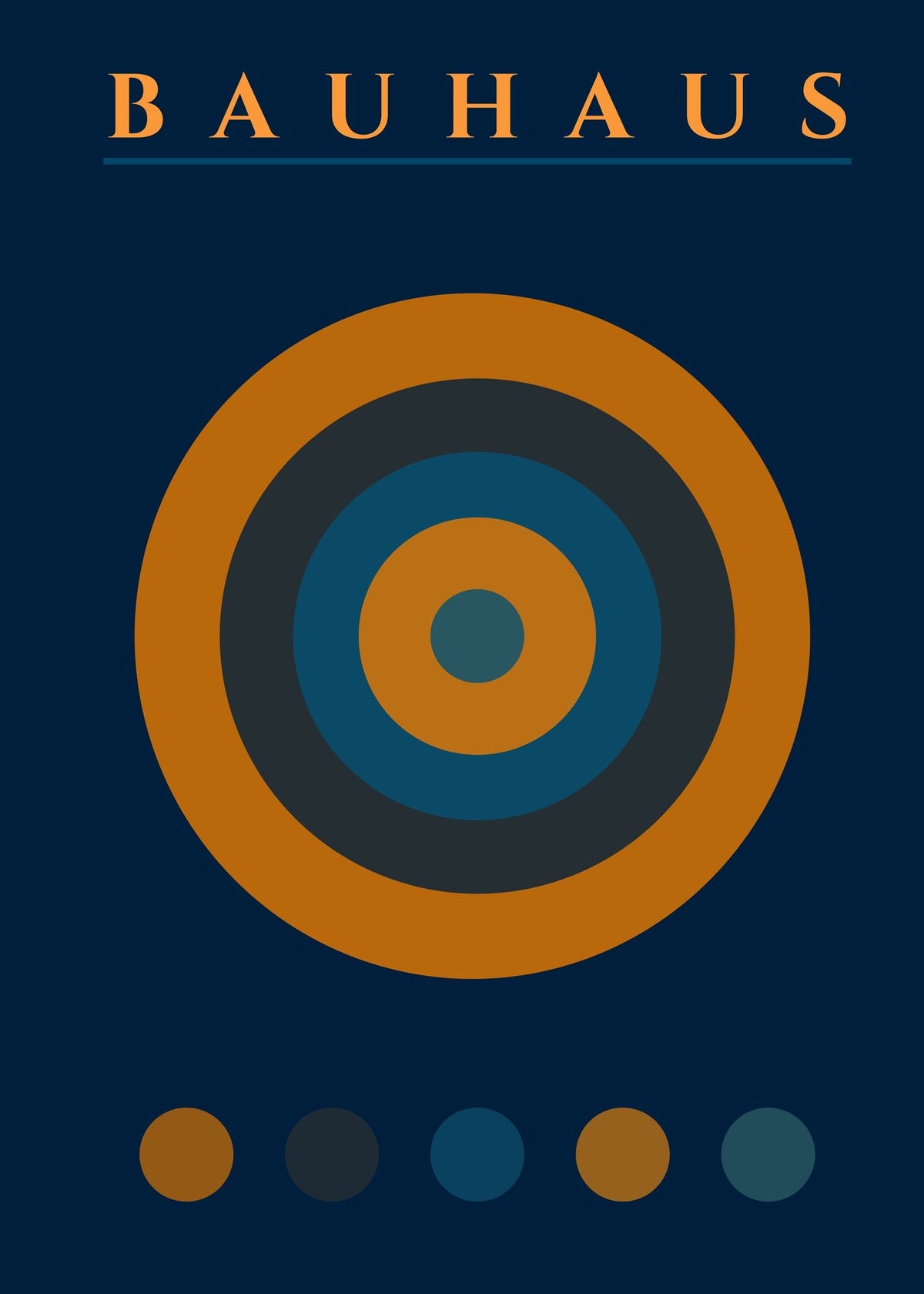 Bauhaus — The Target | Mid-Century Modern Print in Navy Blue & Orange - 9ArtPrints
