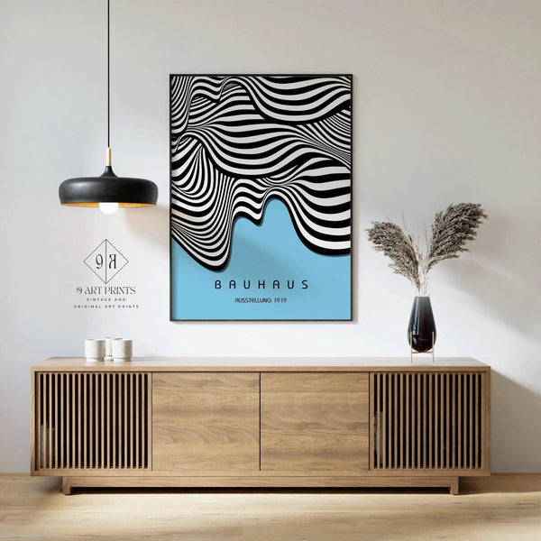 Bauhaus — Ausstellung Waves | Mid-Century Modern Print in Blue