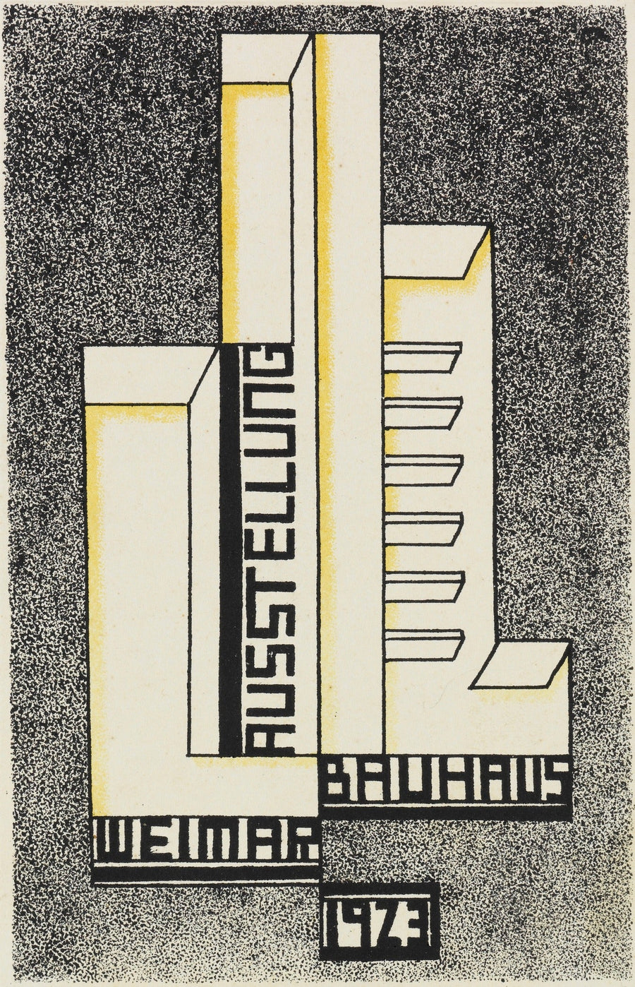 Bauhaus — Weimar Ausstellung 1923 | Mid-Century Modern Print in Neutral shown to scale on a wall above a sofa