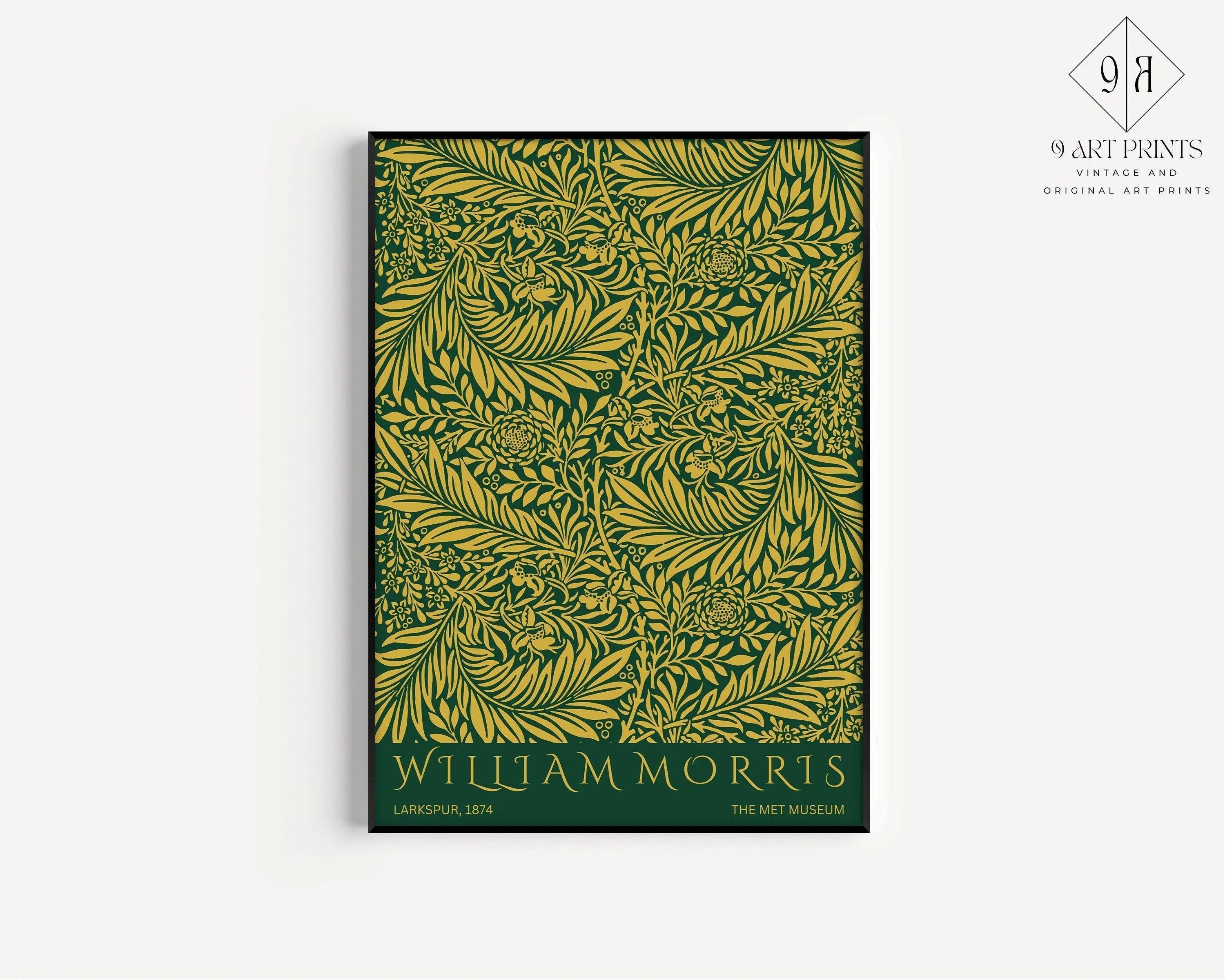 Bauhaus William Morris Matisse Art Print Set: Emerald Green Gold (Framed or Unframed) - 9ArtPrints