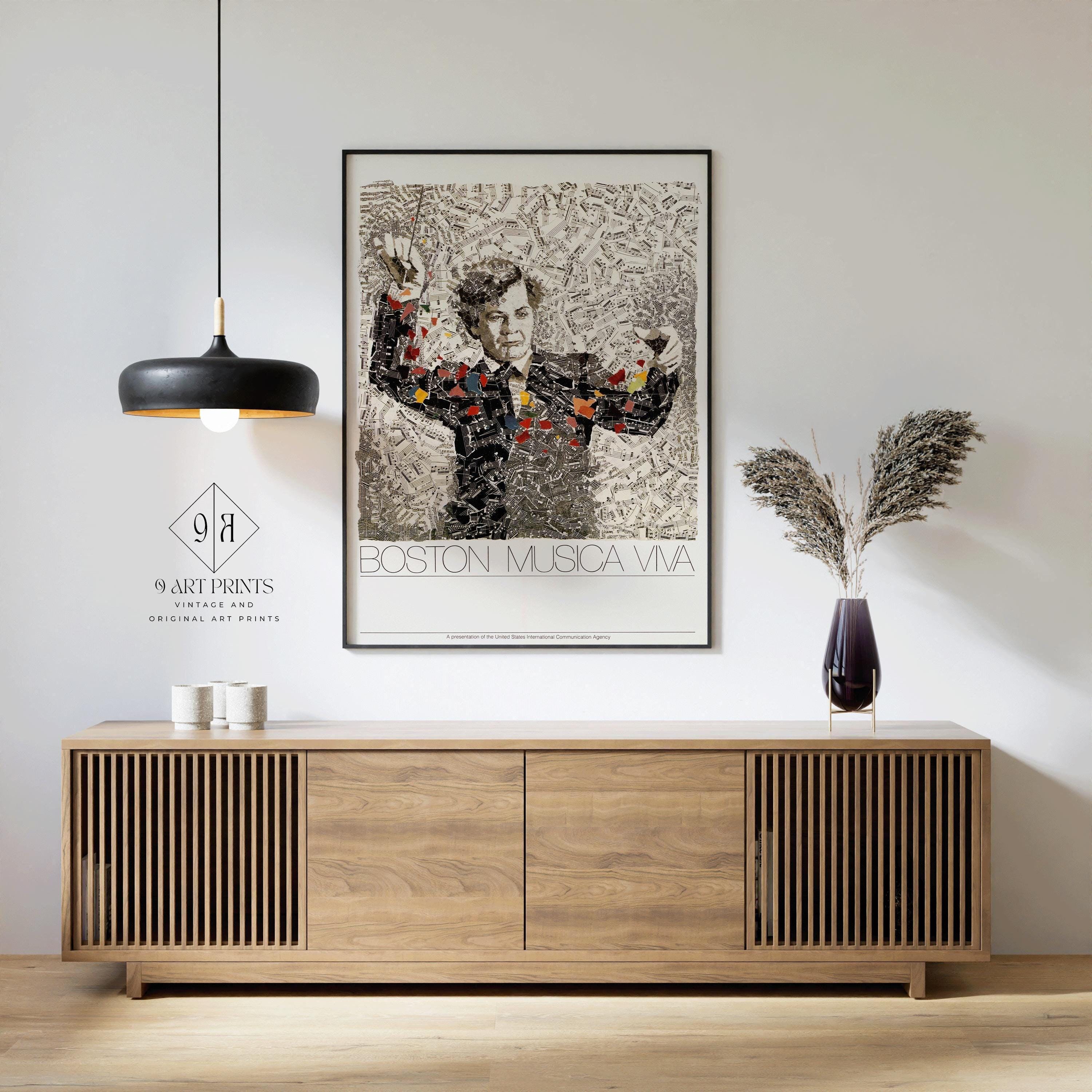 Boston Musica Viva | Dynamic black - and - white vintage poster infused with rhythm, energy, and vibrant accents | Available framed or unframed - 9ArtPrints