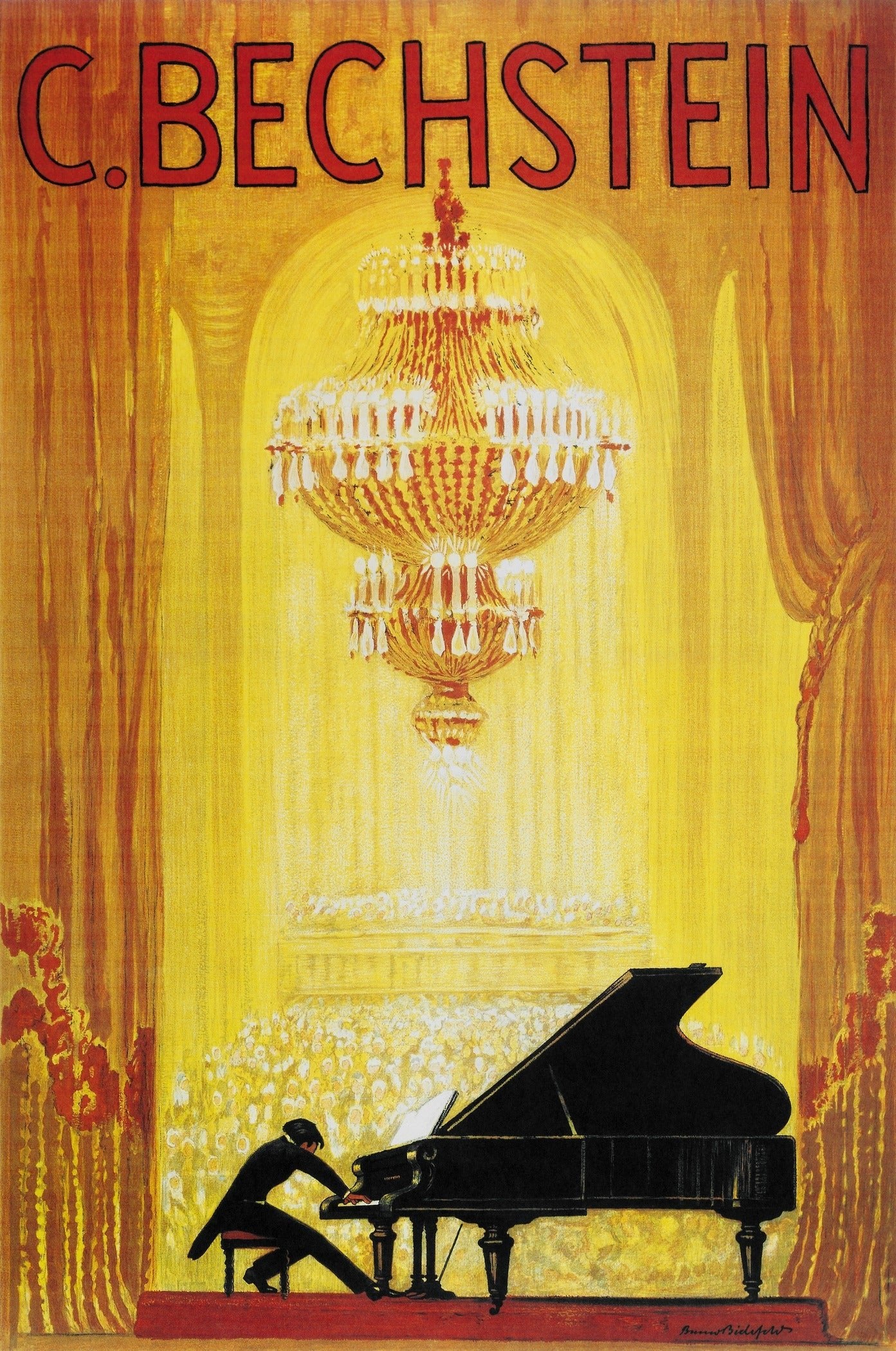 C. Bechstein Piano — Vintage Art Deco Music Advertising Poster Print - 9ArtPrints