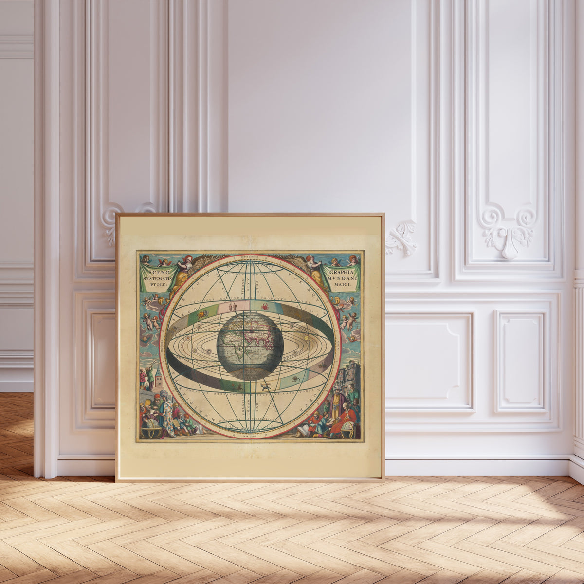 Andreas Cellarius — A Scenographic View of the Ptolemaic World System (Plate 2, Blue Colouring) | Celestial Map Print