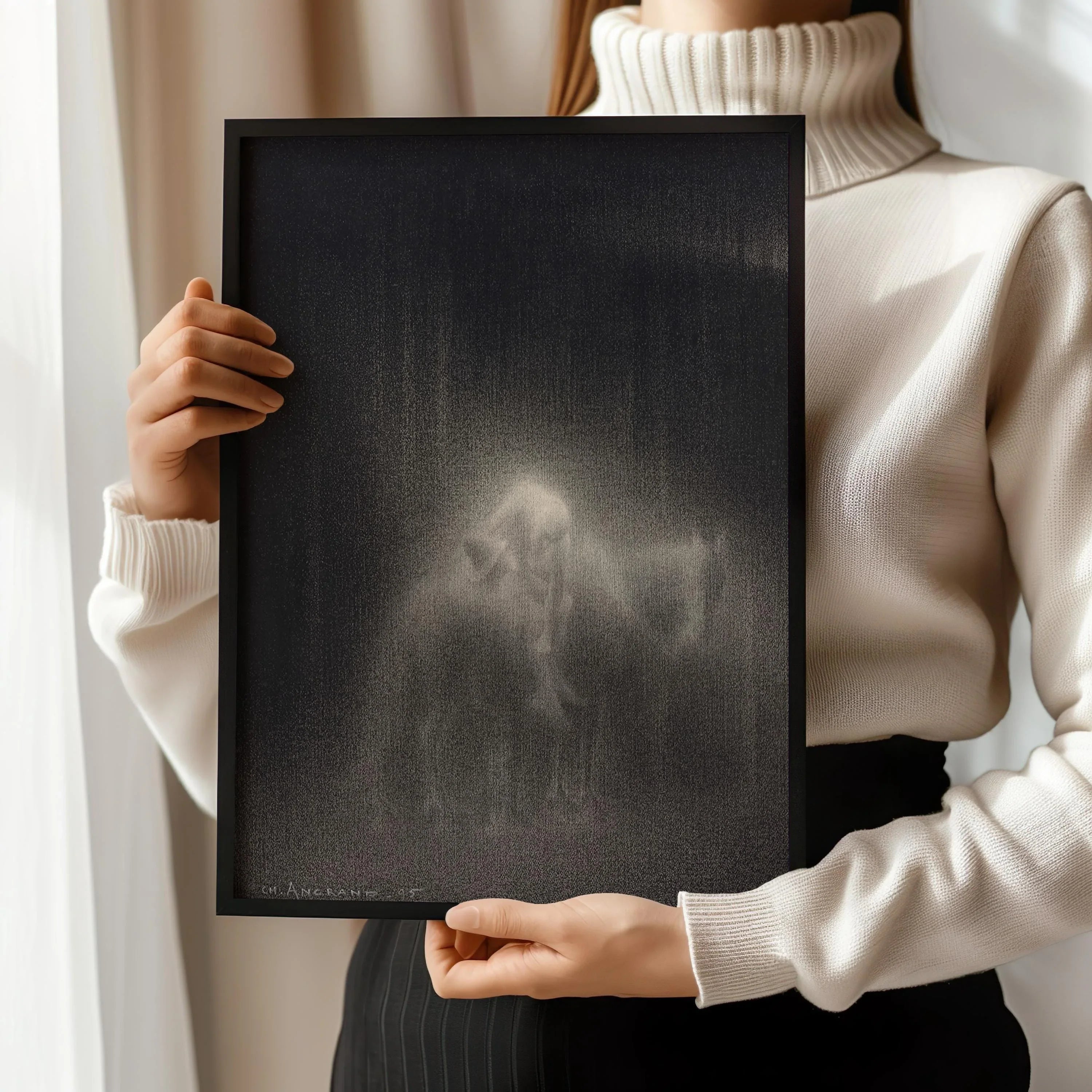 Charles Angrand - The Good Samaritan Art Print: Dreamlike Charcoal Drawing - 9ArtPrints