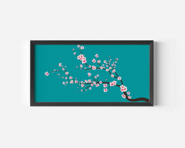 Sakura Panoramic — Aquamarine | Japanese Cherry Blossom Wide Print