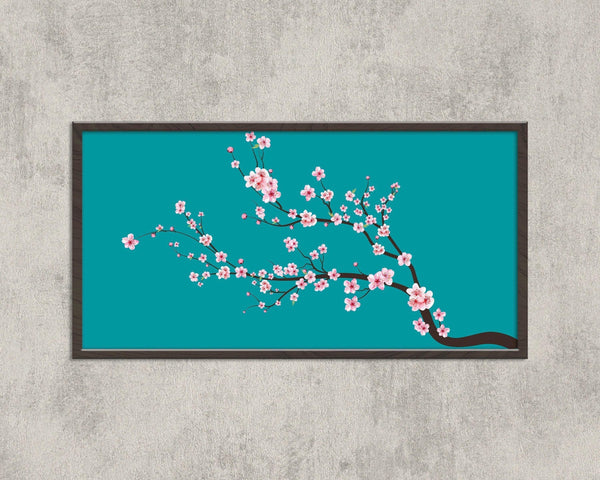 Sakura Panoramic — Aquamarine | Japanese Cherry Blossom Wide Print