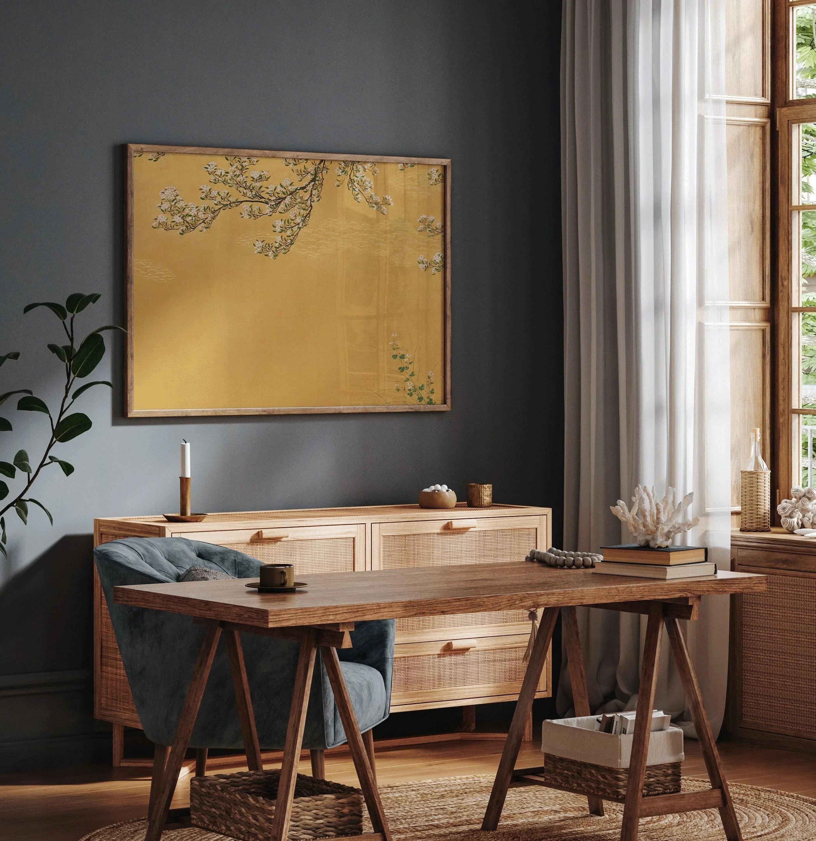 Cherry Blossoms Japanese Woodblock Print: Vintage Hasegawa School Giclee Art - 9ArtPrints