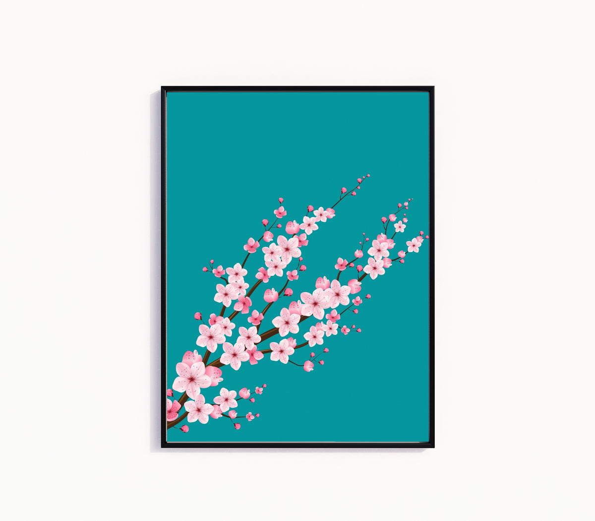 Framed art print of Teal Aquamarine by Original, in a slim black frame on a plain white wall