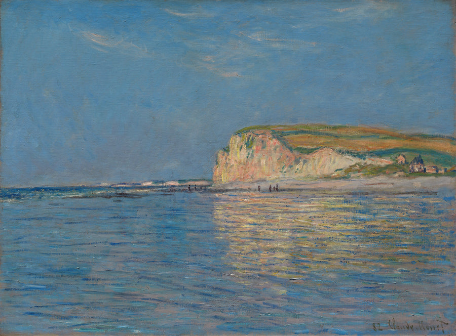 Claude Monet — Low Tide at Pourville, near Dieppe | Fine Art Print shown to scale on a wall above a sofa