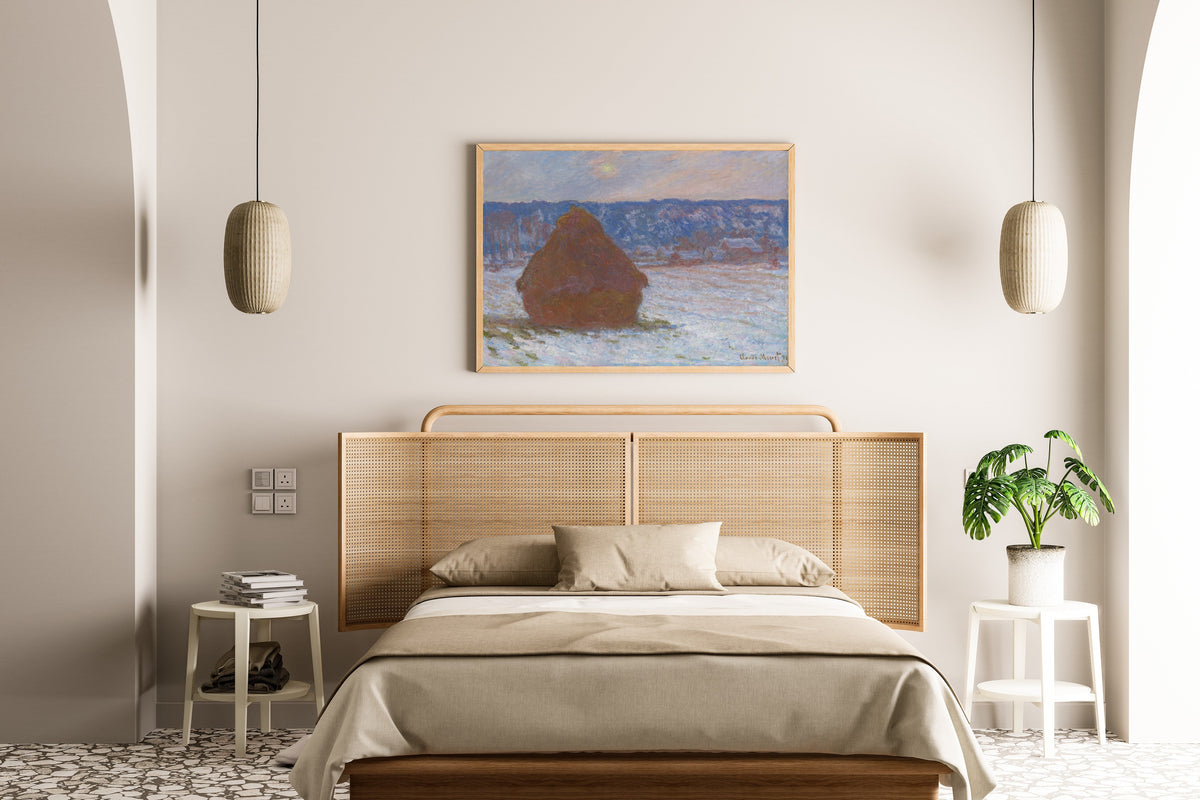Claude Monet — Stack of Wheat (Snow Effect, Overcast Day) | Fine Art Print - 9ArtPrints