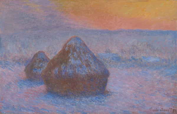 Claude Monet — Stacks of Wheat (Sunset, Snow Effect) | Fine Art Print