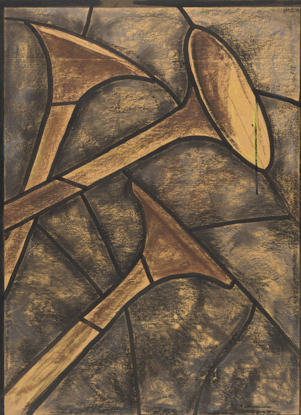 Richard Roland Holst — Design for a Window, Utrecht Cathedral [Brown Flares on Slate] | Stained Glass Design Art Print