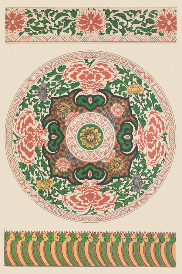 Owen Jones — Chinese Ornament: Peony Roundel with Petal Border | Ornament Plate Print