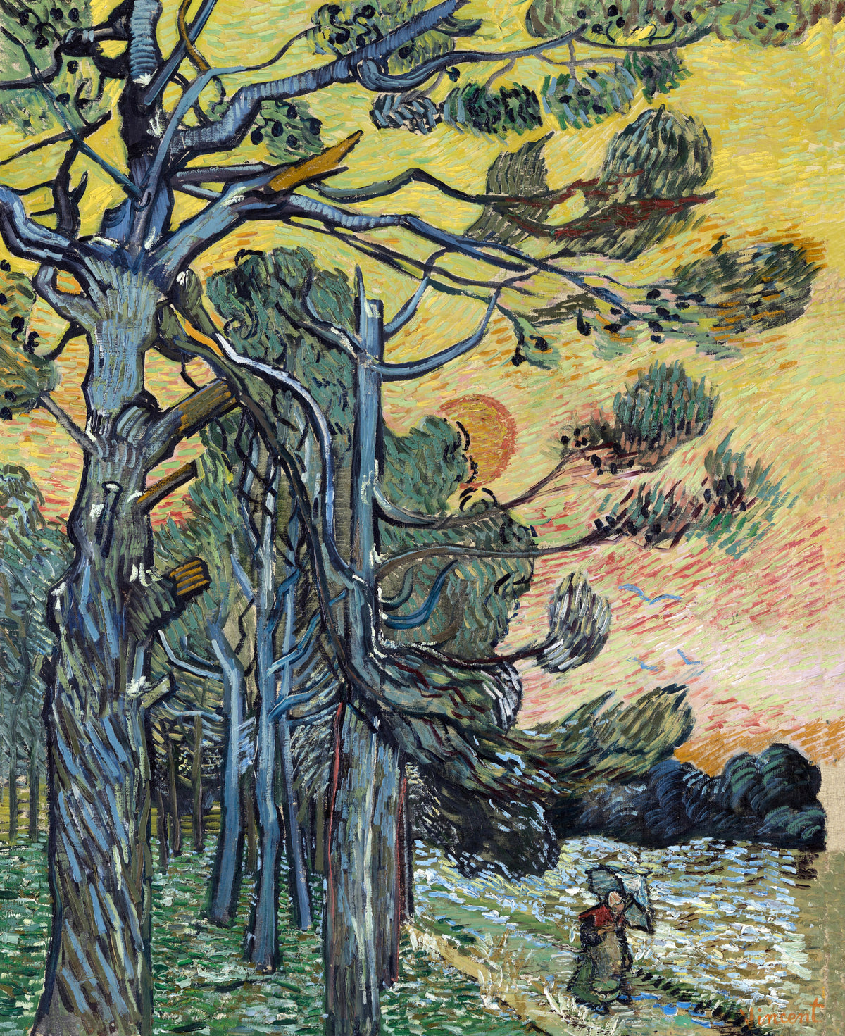 Vincent van Gogh — Pine Trees at Sunset | Fine Art Print