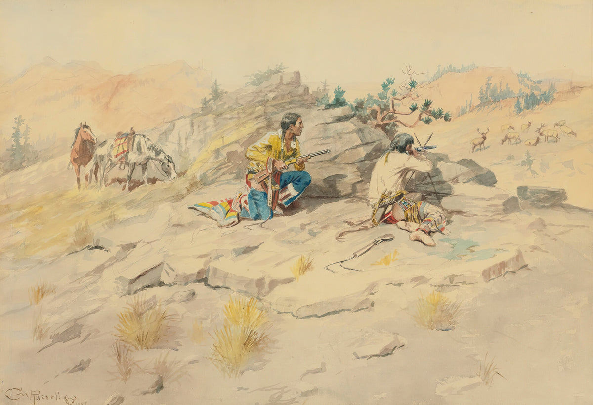 Charles M. Russell — Indians Stalking Elk | Western Art Print