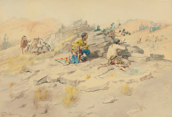 Charles M. Russell — Indians Stalking Elk | Western Art Print