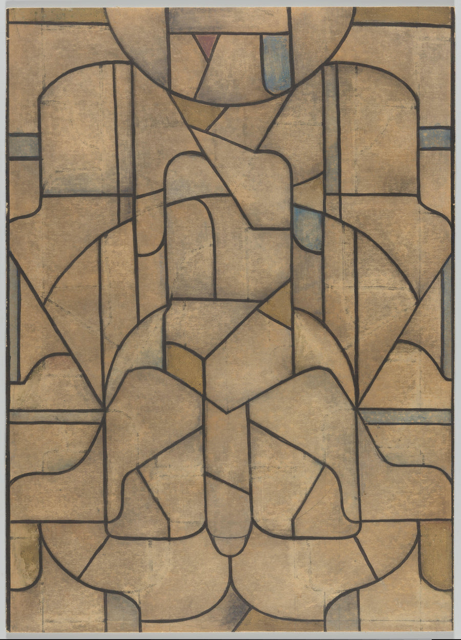 Richard Roland Holst — Design for a Window in the North Transept, Utrecht Cathedral | Art Nouveau Print shown to scale on a wall above a sofa