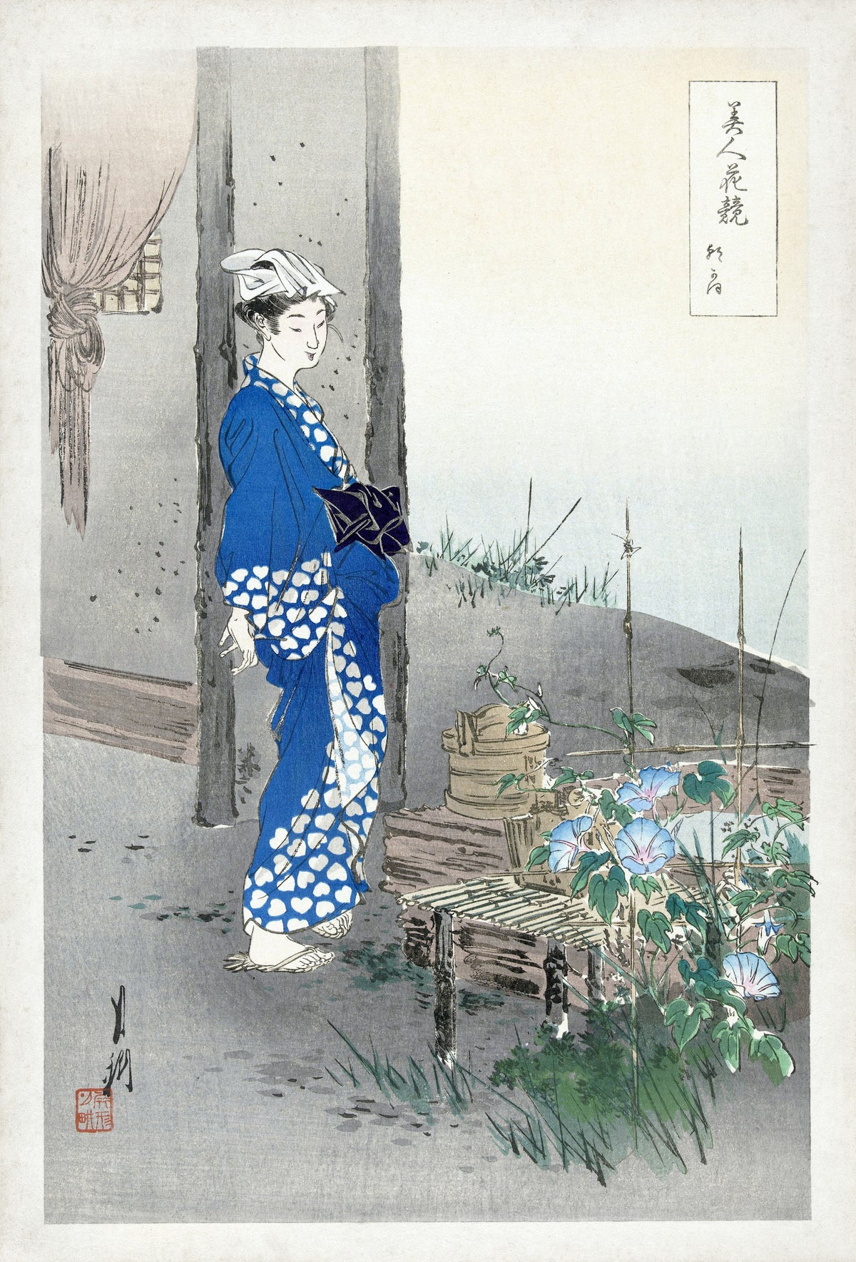 Ogata Gekkō — Poet Kaga no Chiyo (1887–1896) | Japanese Woodblock Print (Ukiyo-e)