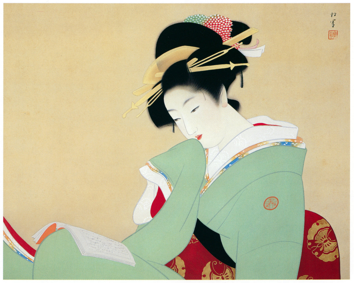 Uemura Shōen — Beautiful Woman Reading a Book | Fine Art Print