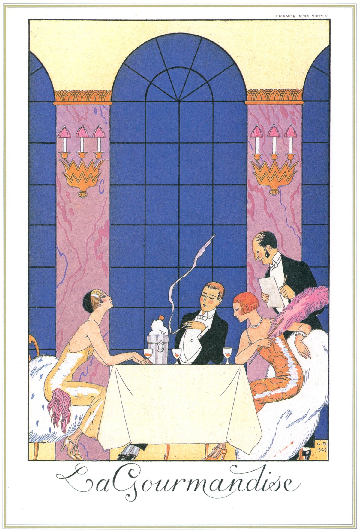 George Barbier — La Gourmandise [Gluttony] | Art Deco Fashion Print