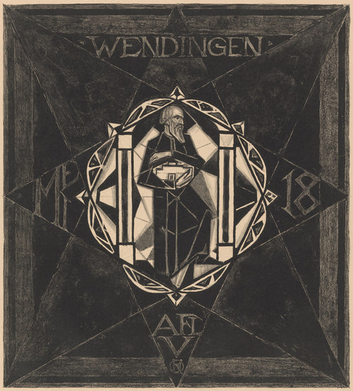 Cover Design for Wendingen by Richard Roland Holst — A bearded figure holds a building model inside an eight-pointed star