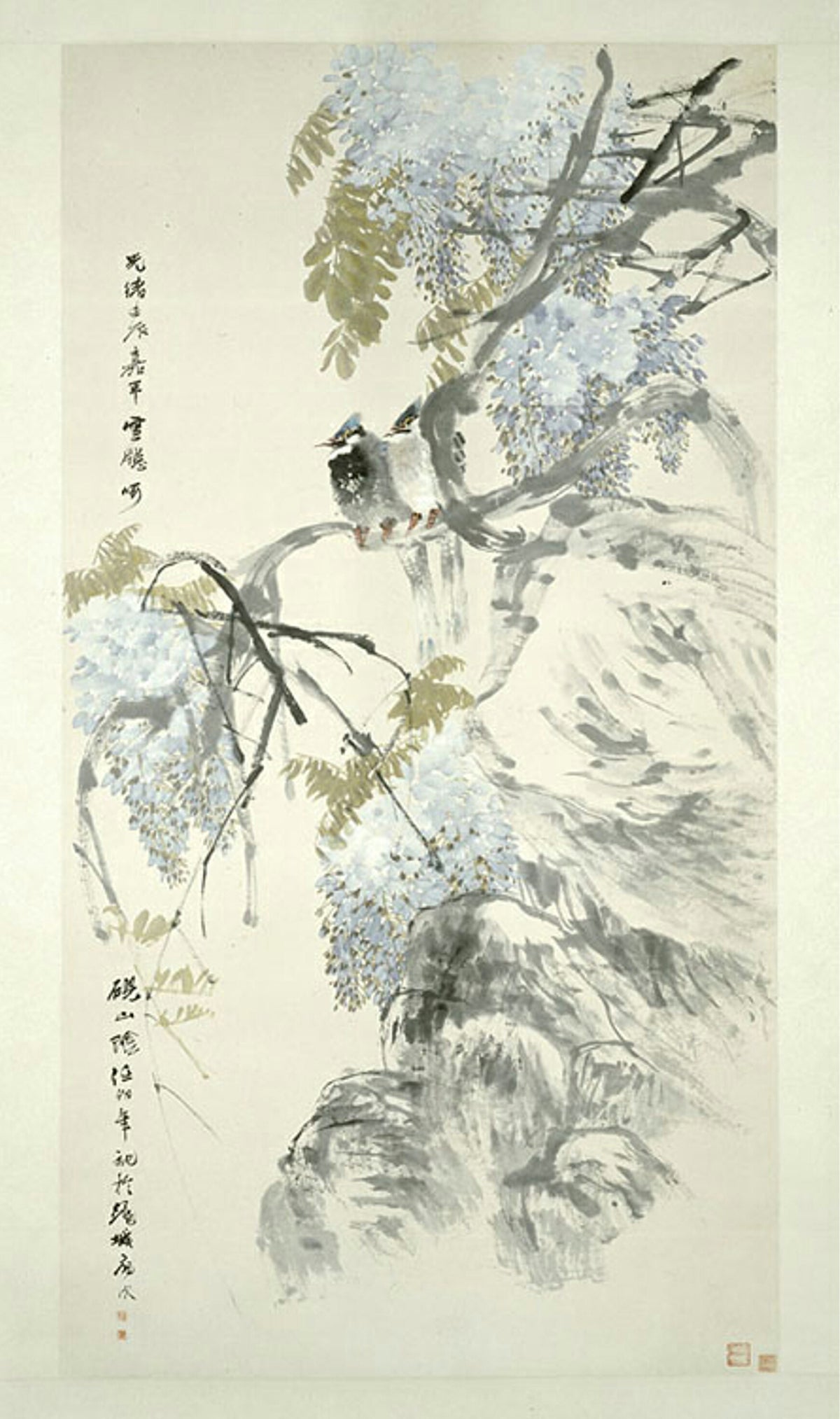 Ren Yi — Paradise Flycatchers and Wisteria | Chinese Ink Painting Art Print