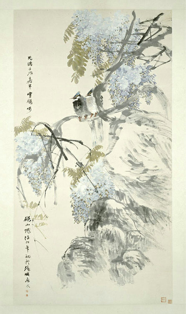 Ren Yi — Paradise Flycatchers and Wisteria | Chinese Ink Painting Art Print