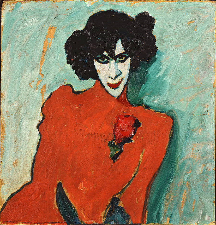 Alexej von Jawlensky — Portrait of the Dancer Alexander Sakharov | Expressionist Fine Art Print shown to scale on a wall above a sofa