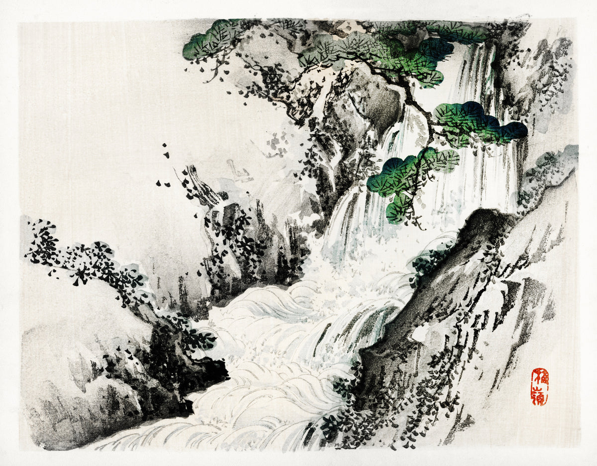 Kōno Bairei — Waterfall | Japanese Woodblock Print