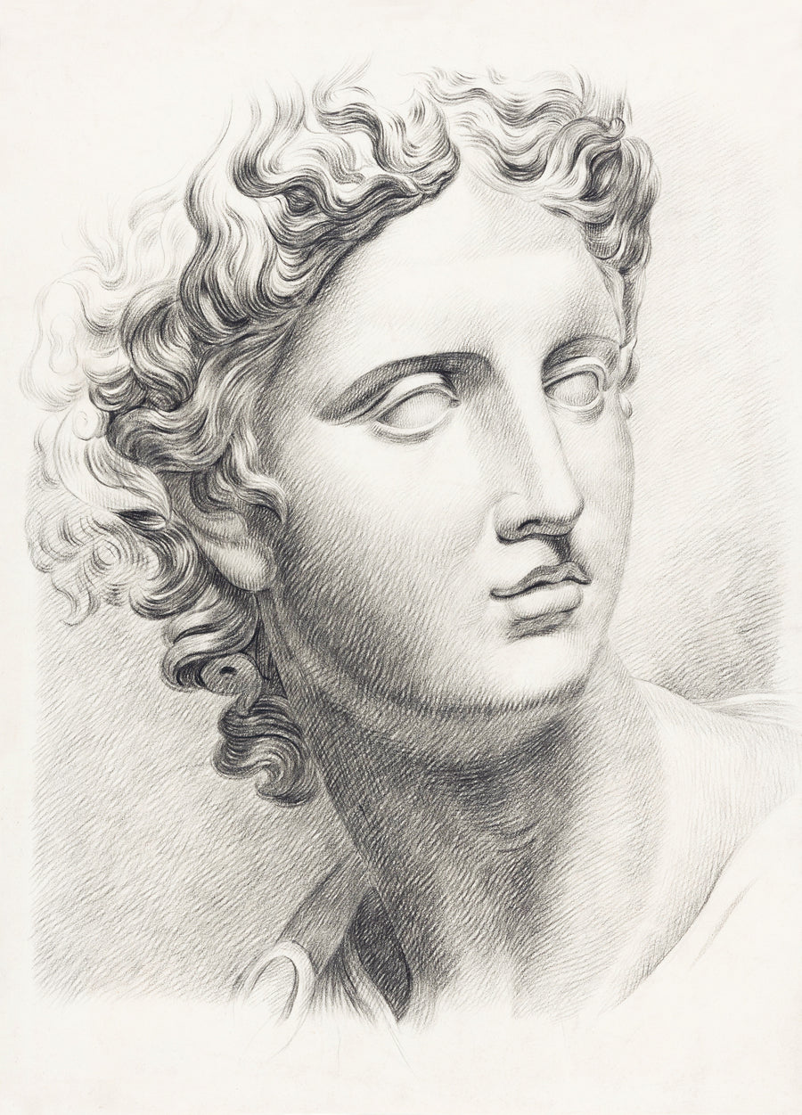 Johannes Tavenraat — Man's Head | Fine Art Print shown to scale on a wall above a sofa
