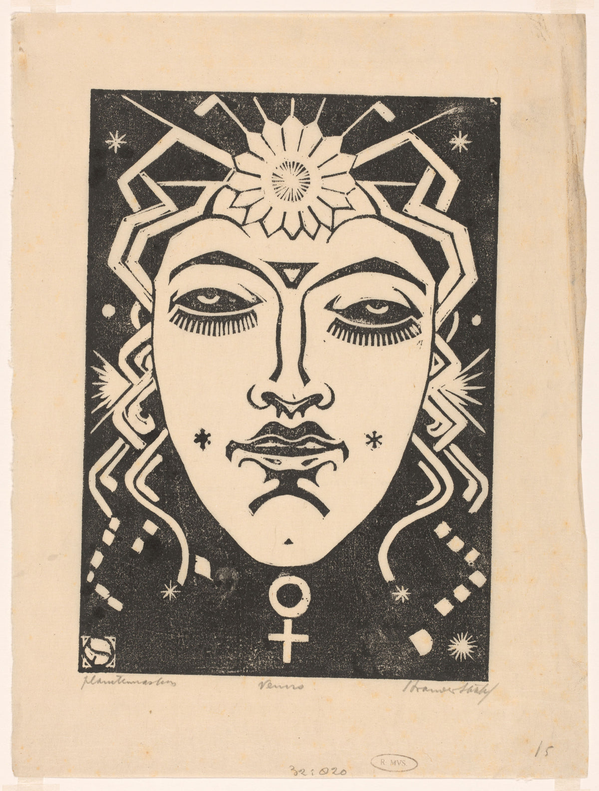Henri van der Stok — Venus | Art Deco Woodcut Print