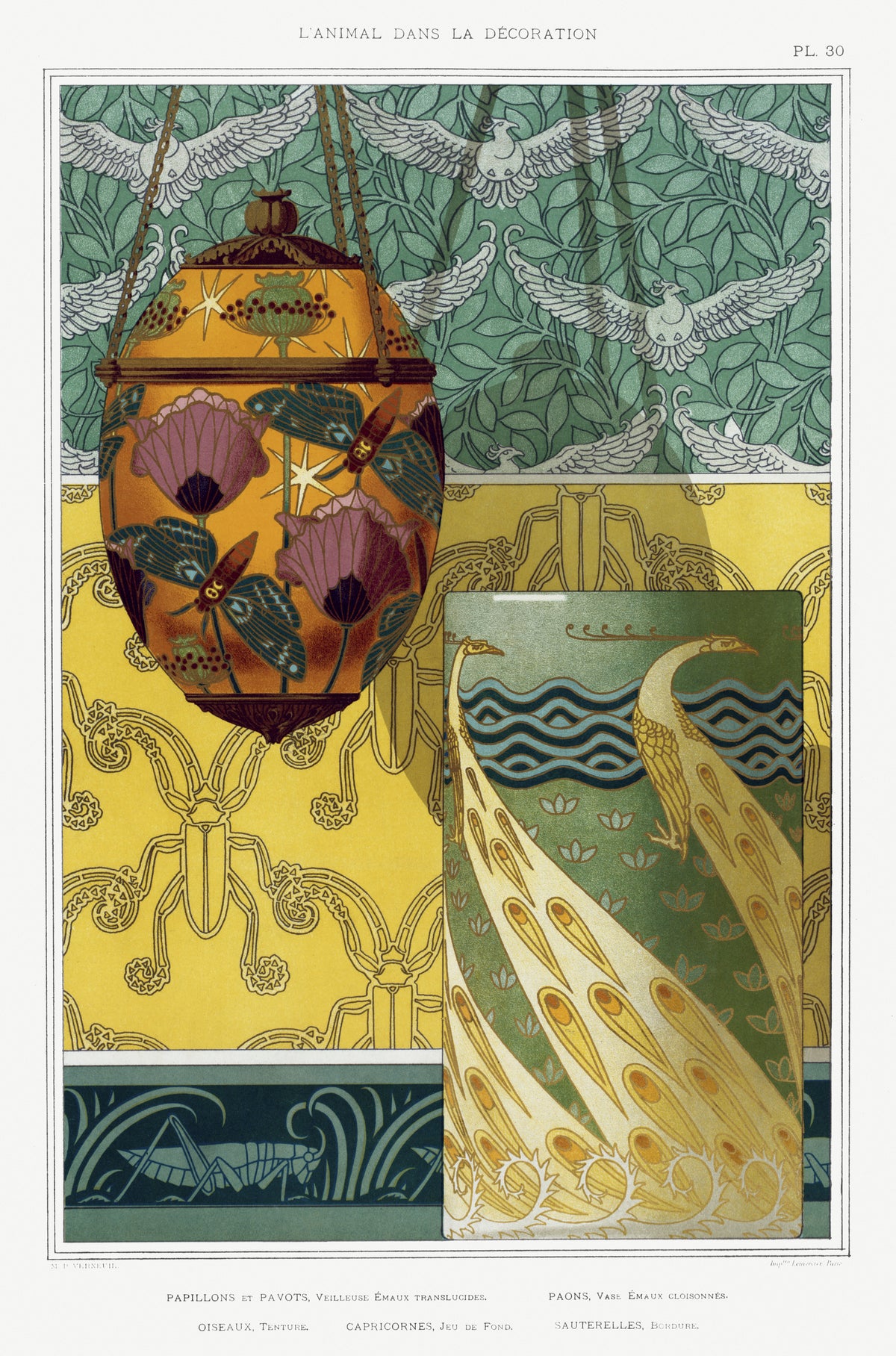 Maurice Pillard Verneuil — Papillons et Pavots (Butterflies and Poppies), Plate 30 | Ornament Plate Print