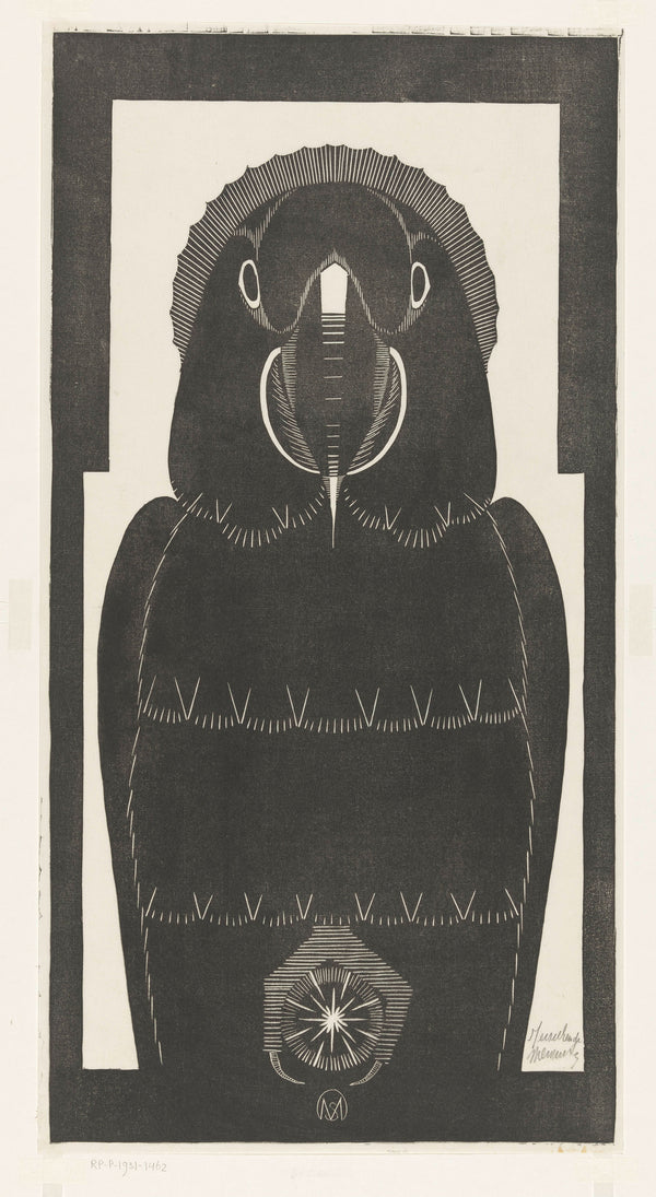 Samuel Jessurun de Mesquita — Ara [Macaw] | Art Deco Woodcut Print
