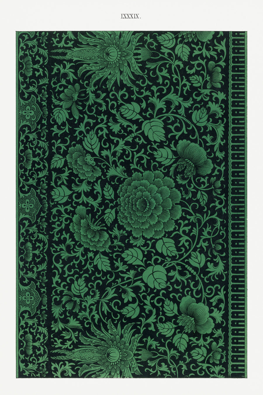 Owen Jones — Examples of Chinese Ornament, Plate 89 | Ornament Plate Print shown to scale on a wall above a sofa