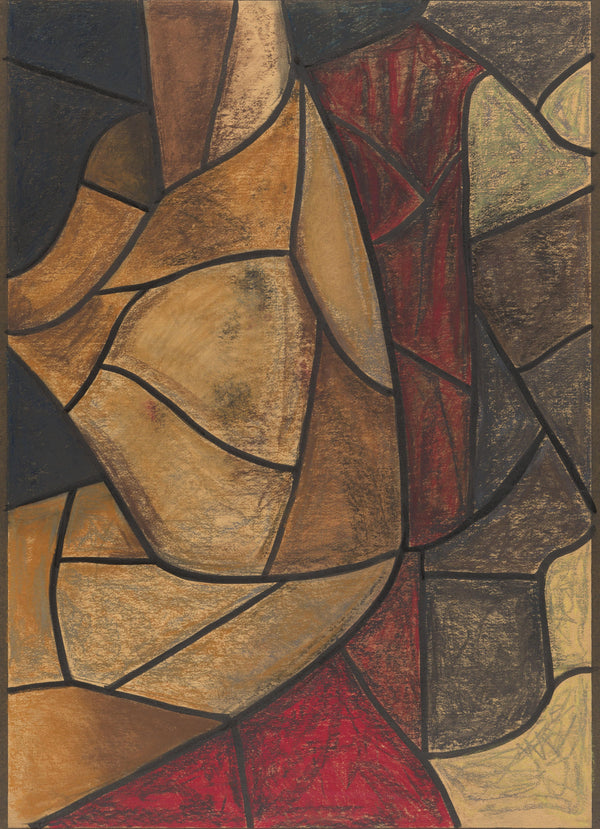 Richard Roland Holst — Design for a Window, Utrecht Cathedral [Ochre Curves and Crimson] | Stained Glass Design Art Print
