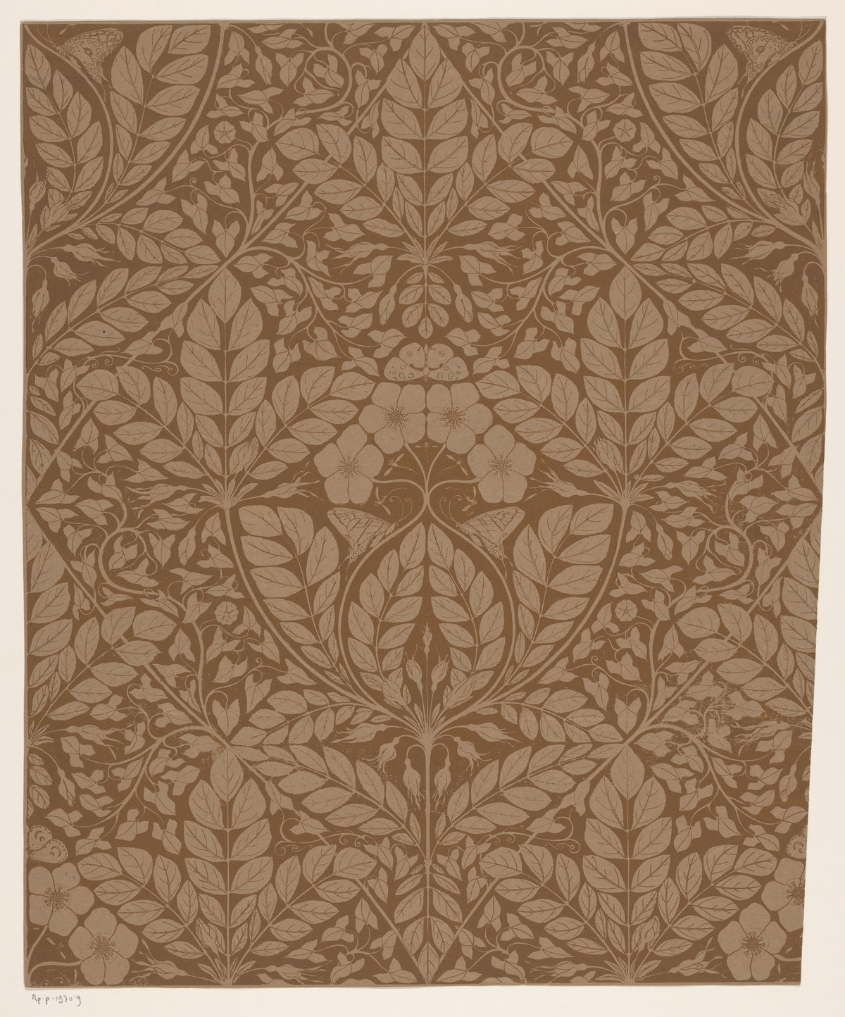 Theo Nieuwenhuis — Ontwerp voor behang met bladeren en bloemen [Wallpaper design with leaves and flowers] | Art Nouveau Print