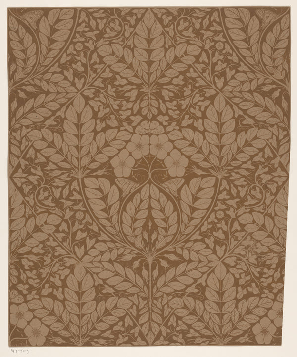 Theo Nieuwenhuis — Ontwerp voor behang met bladeren en bloemen [Wallpaper design with leaves and flowers] | Art Nouveau Print