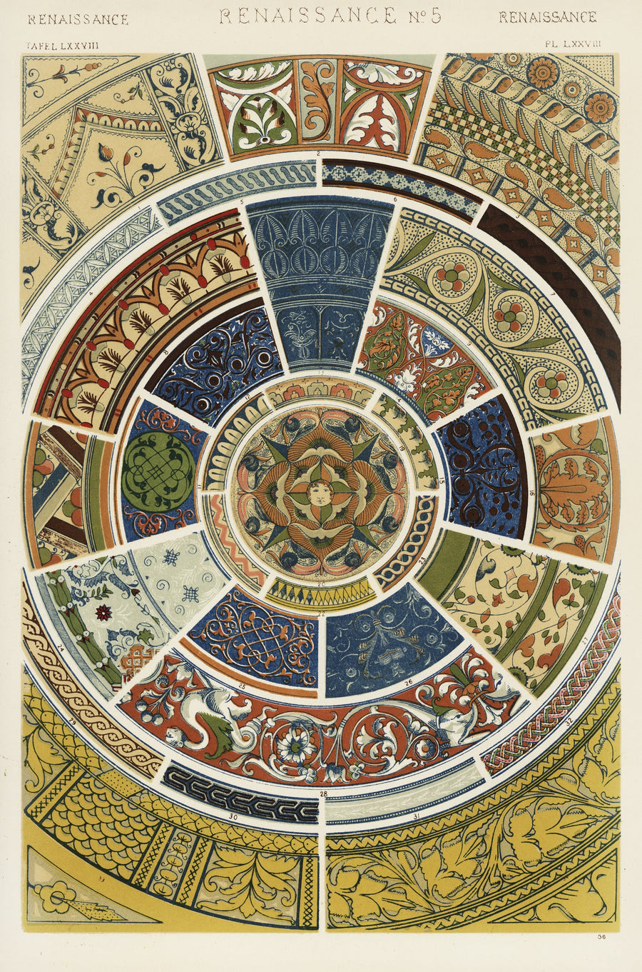 Owen Jones — Renaissance No. 5 | Grammar of Ornament Design Print shown to scale on a wall above a sofa