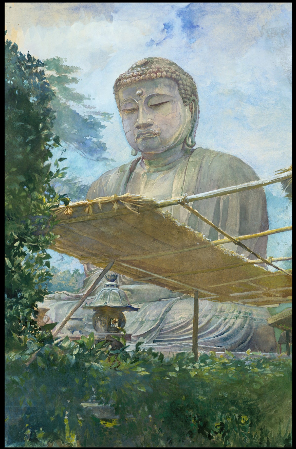 The Great Statue of Amida Buddha at Kamakura by John La Farge — The great bronze Buddha of Kamakura under a garden canopy
