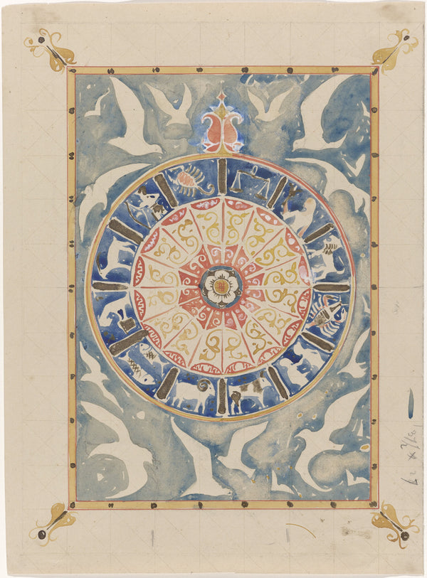 Carel Adolph Lion Cachet — Cirkel met tekens van de dierenriem [Circle with zodiac signs] | Art Nouveau Print