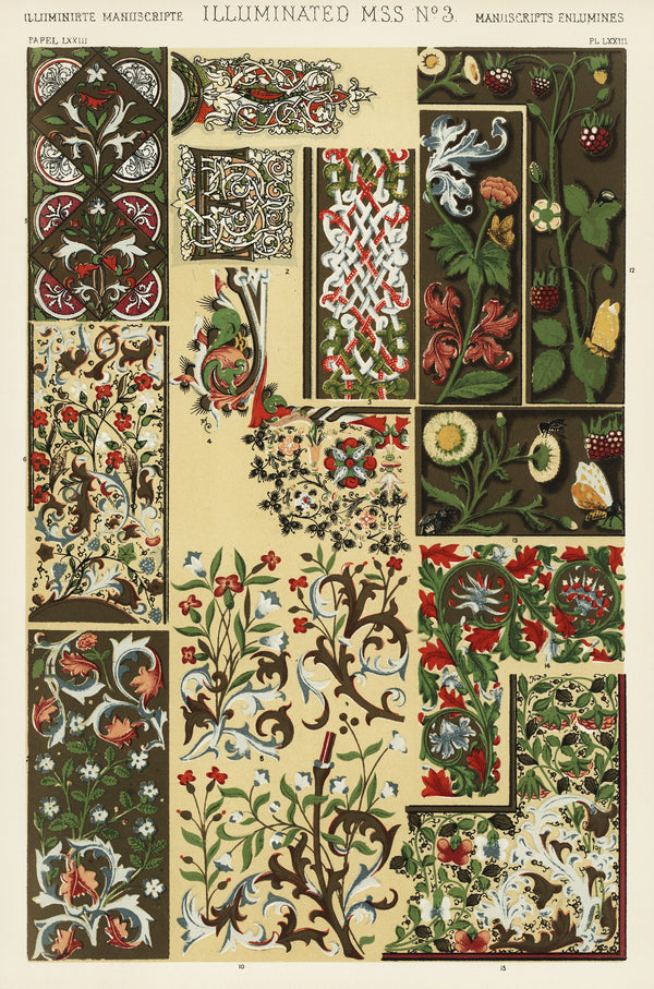 Owen Jones — Illuminated MSS No. 3, from The Grammar of Ornament | Ornament Plate Print