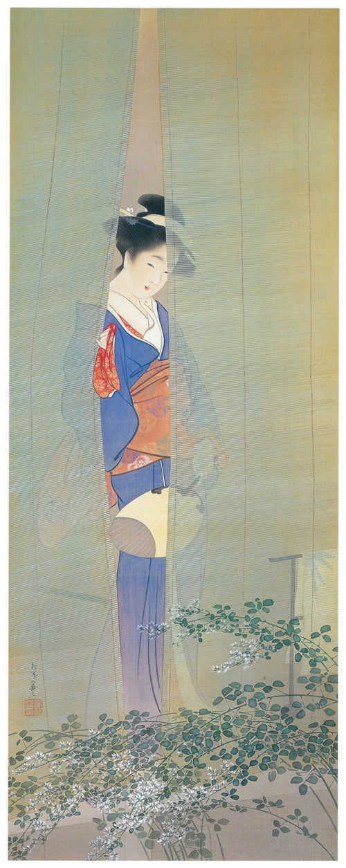 Insect Sounds by Uemura Shōen — Standing in the gap between blinds above white clover